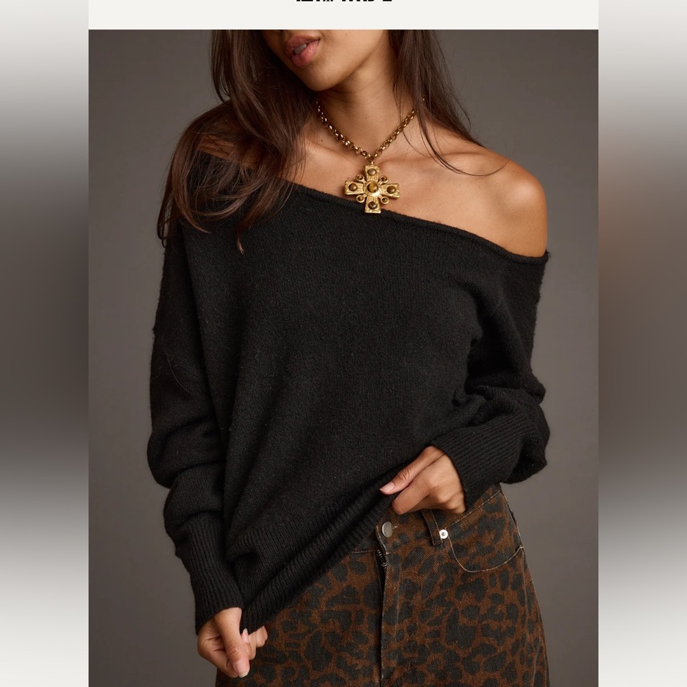 12th tribe Margot Black Asymmetrical Sweater